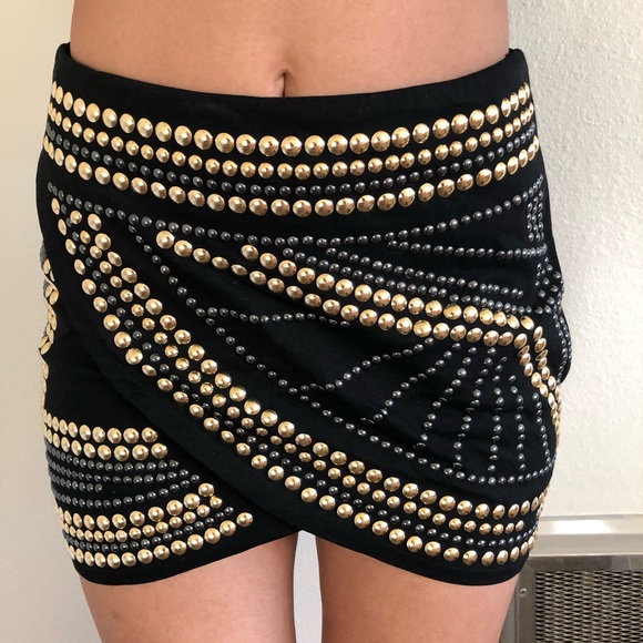 Honeybum Dresses & Skirts - Black skirt with gold and silver studs.